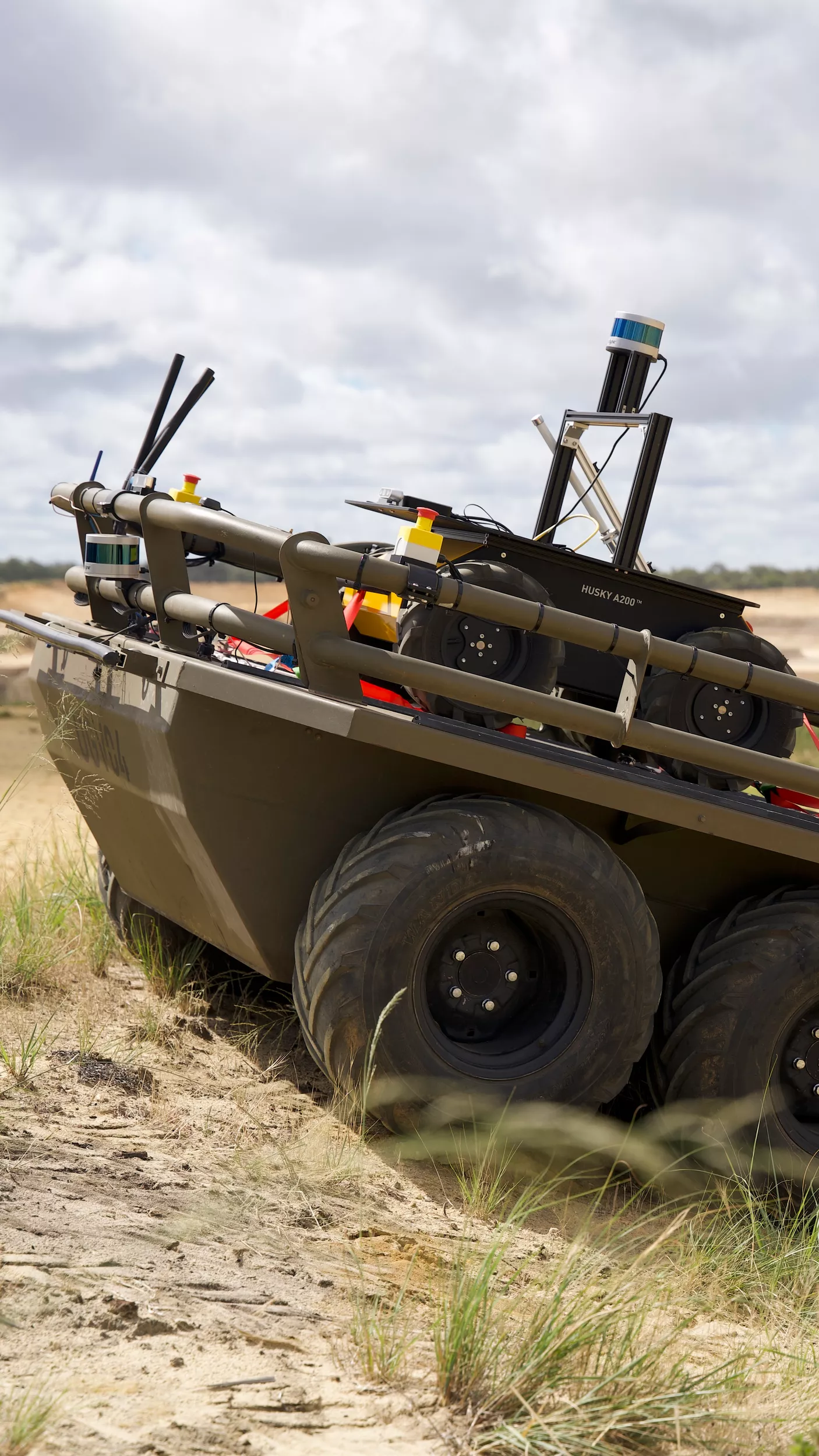 Husky platform carrying a multi-sensor inspection mast